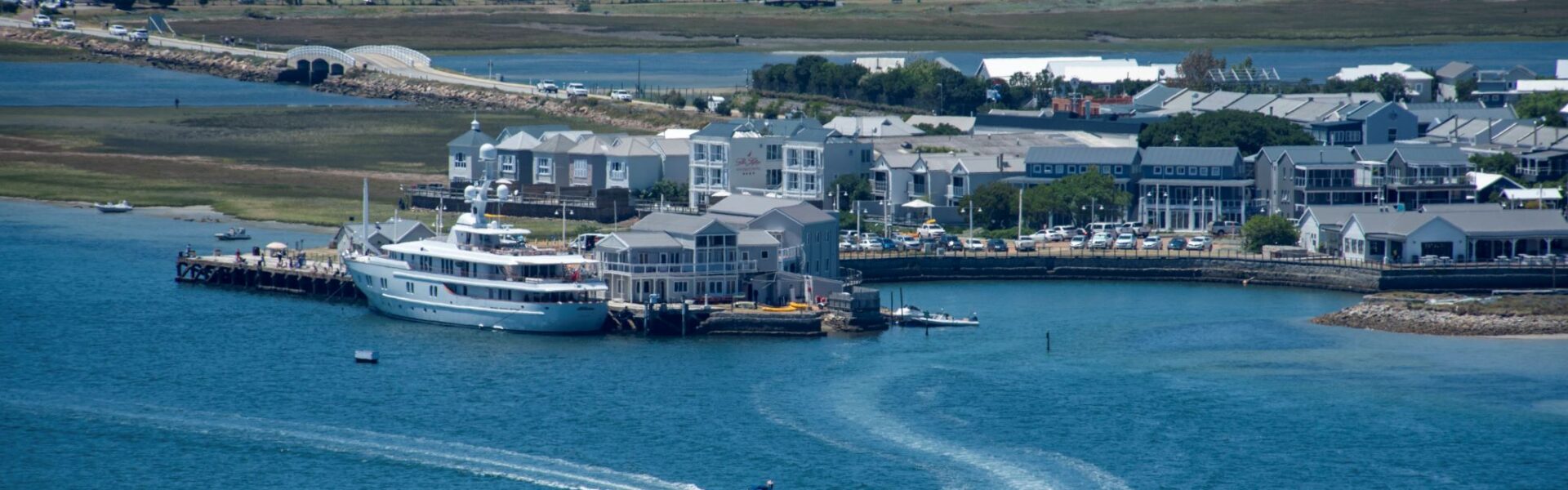 Thesen Island and SANParks offices with view of Knysna lagoon